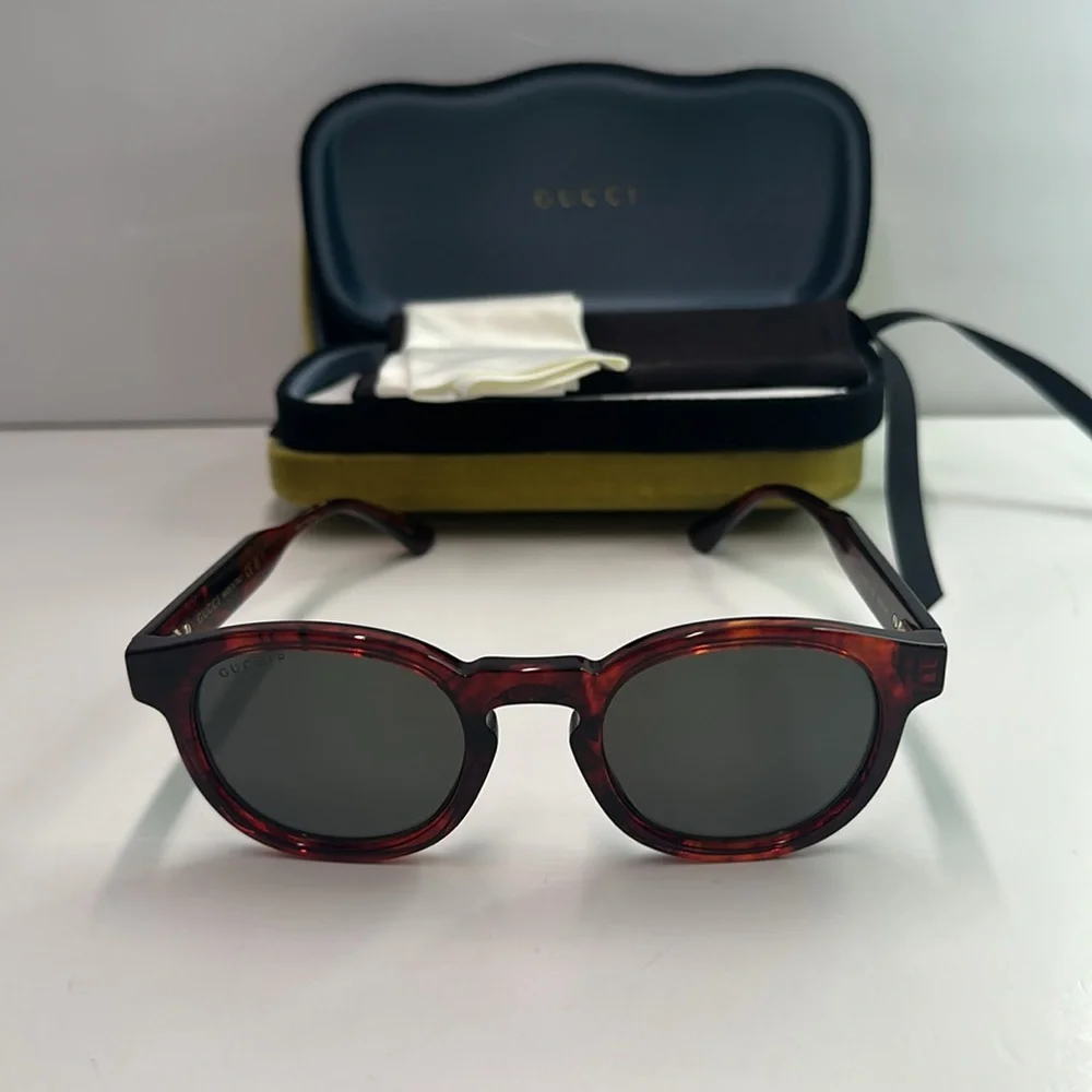 NEW GUCCI Men’s Grey Round Sunglasses GG0825S 005 49mm | Full Packaging
